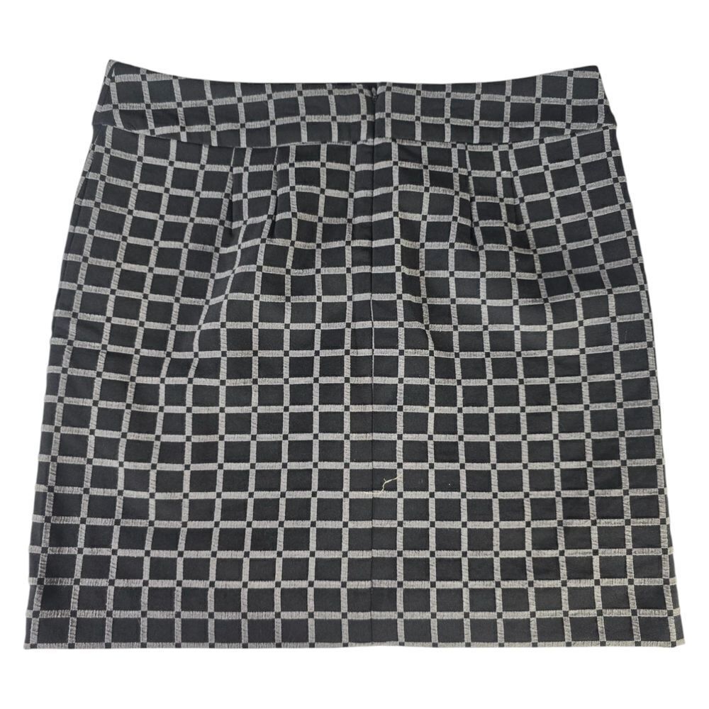 LOFT White and Gray Pleated Mini Skirt for Work